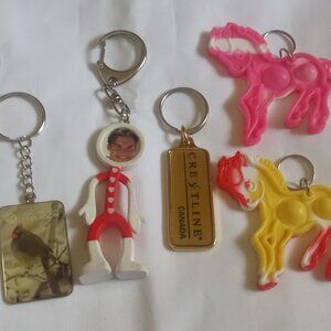 Lot of 6 Vintage New & Used Keychains Keyring Bag Charms Collectible Decoration
